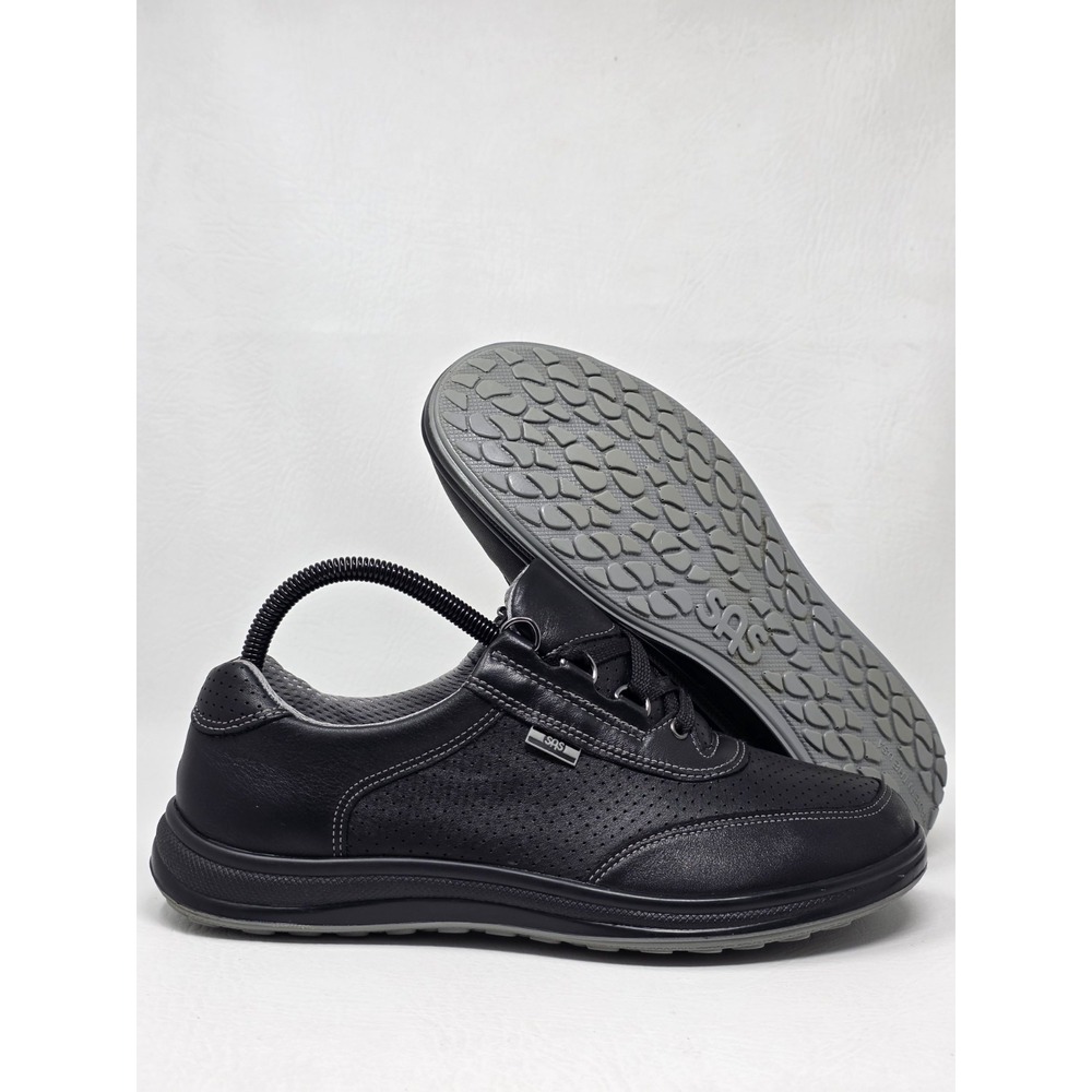 SAS Womens Size 8 W Sporty Lux Black Walking Shoes Black Leather Pre-owned